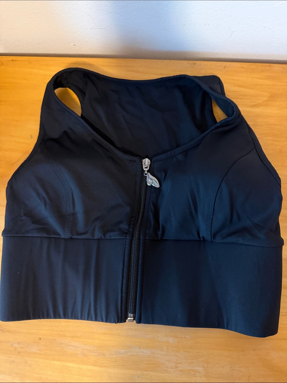 Black Front-Zip High-Support Sports Bra